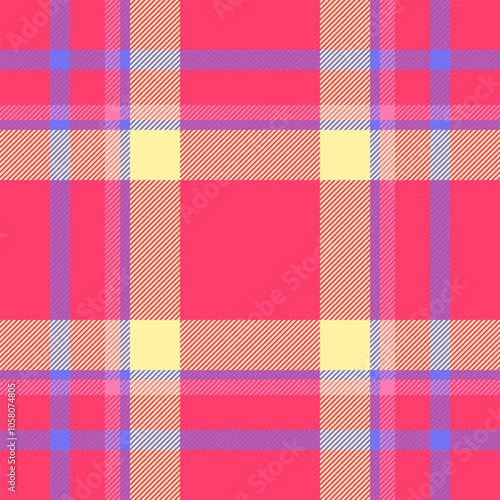 Conceptual pattern textile fabric, rural check seamless background. Mat vector plaid texture tartan in red and yellow colors.