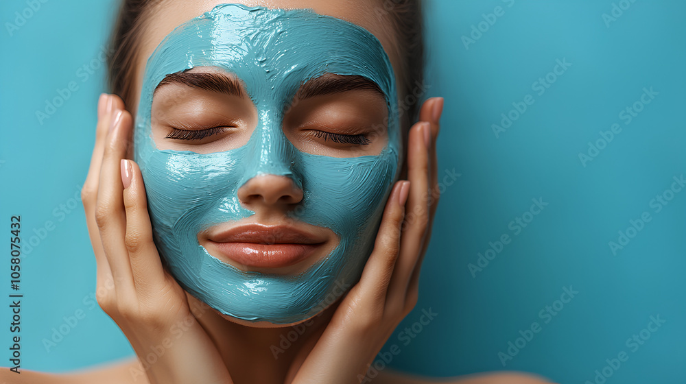 Woman With Facial Mask Closeup Woman With Facial Mask Closeup
