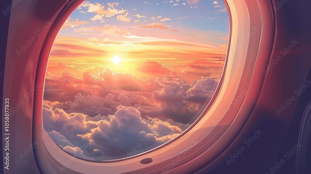 Beautiful sunset above the clouds. Aerial view. Natural background of the sky. Cloudy landscape from the airplane window sunrise. The sun moves into the clouds. Beautiful sunset above the clouds. Aerial view. Natural background of the sky. Cloudy landscape from the airplane window sunrise. The sun moves into the clouds.