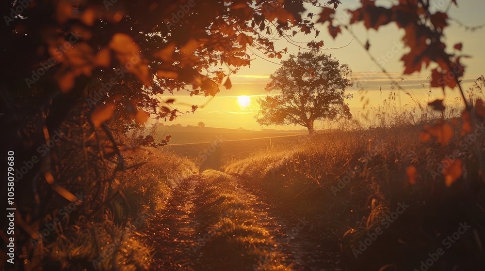 Fototapeta premium sunset in autumn