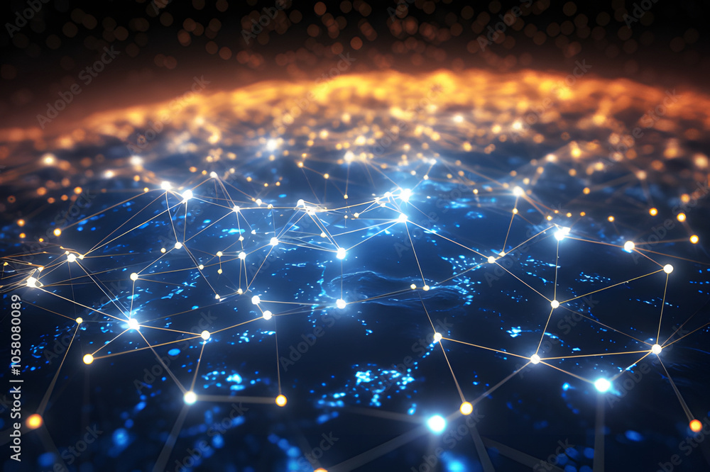 Glowing World Map Depicting Globalization, Connectivity, and Futuristic Technological Glowing World Map Depicting Globalization, Connectivity, and Futuristic Technological