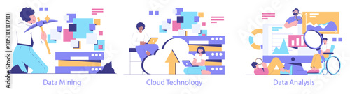 Data Science. Flat Vector Illustration