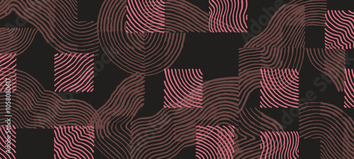 Abstract Simple geometric checker hand drawn brush line pattern, minimal ink line art craft, weaving, basketry, wood carving style, line shape and weight combination experiment good for fabric,