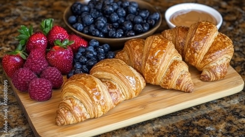 Wallpaper Mural Fresh Croissants with Berries and Nut Butter Platter Torontodigital.ca