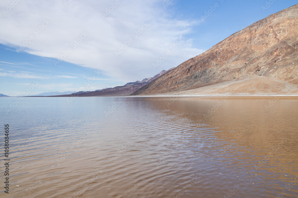 Lake Manly and salt flats at Badwater Basin in Death Valley National Park, California Lake Manly and salt flats at Badwater Basin in Death Valley National Park, California