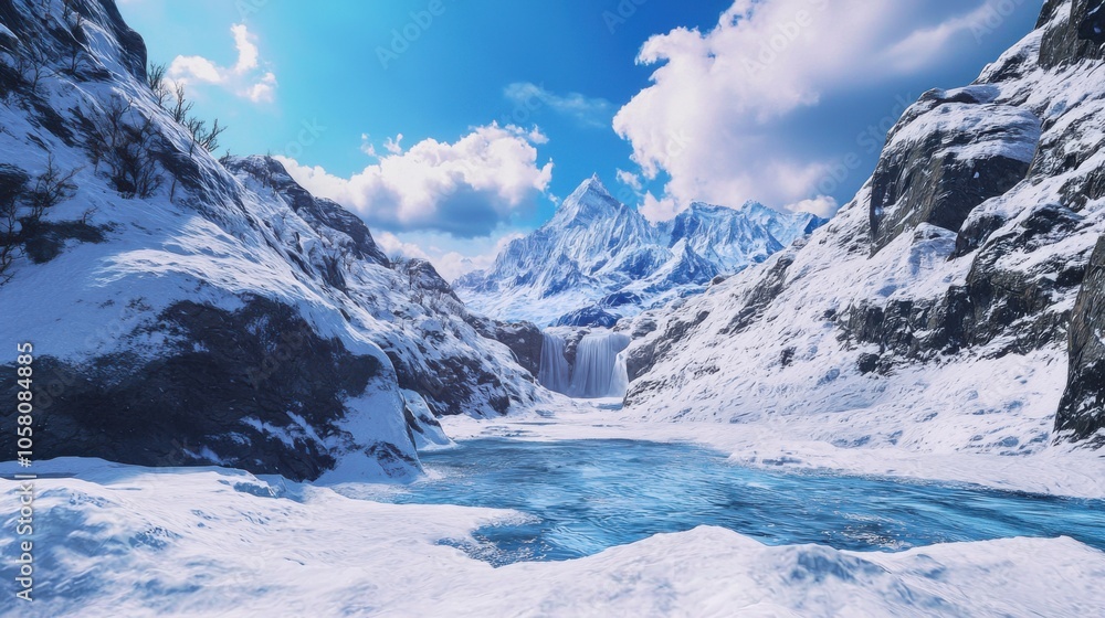 Alpine Serenity: 4K Ultra Clear Snow-Capped Mountain Landscape Alpine Serenity: 4K Ultra Clear Snow-Capped Mountain Landscape
