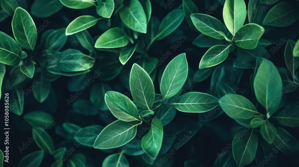 Green Leaves Overhead View in Nature Setting Green Leaves Overhead View in Nature Setting