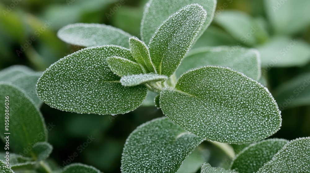 Fresh Green Leaves with Dew Drops in Nature Fresh Green Leaves with Dew Drops in Nature