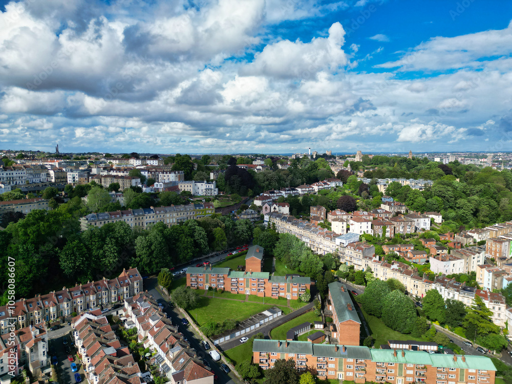 Aerial View of Buildings at Hotwells Central Bristol City of Southwest of England, Great Britain. High Angle Footage Was Captured with Drone's Camera from Medium High Altitude on May 27th, 2024. Aerial View of Buildings at Hotwells Central Bristol City of Southwest of England, Great Britain. High Angle Footage Was Captured with Drone's Camera from Medium High Altitude on May 27th, 2024.