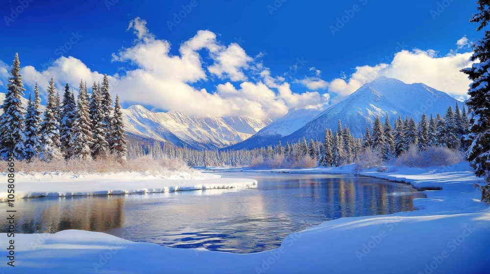 Alpine Serenity: 4K Ultra Clear Snow-Capped Mountain Landscape Alpine Serenity: 4K Ultra Clear Snow-Capped Mountain Landscape