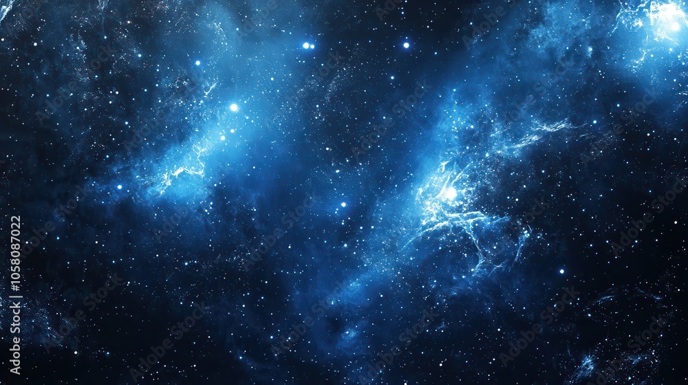 Obraz premium Cosmic Nebula A Breathtaking Night Sky with Bright Stars and Swirling Galactic Clouds - Abstract Background Image