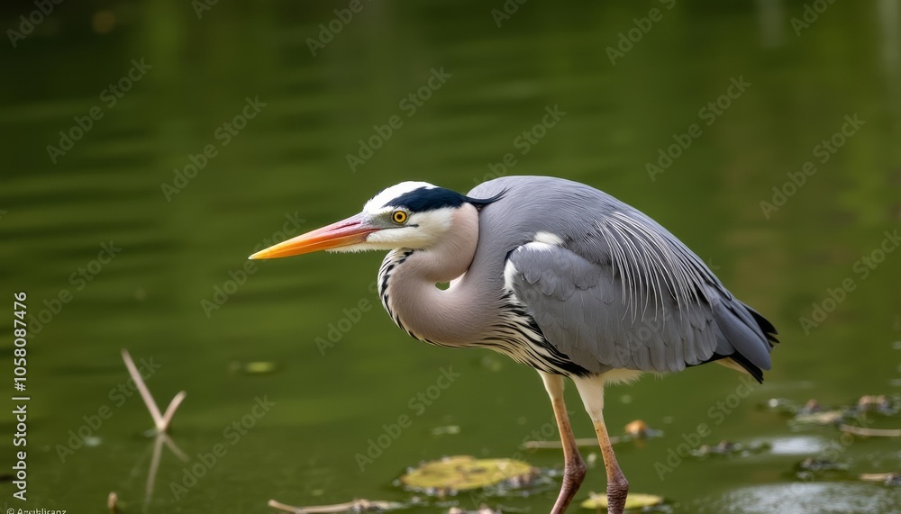 Graceful heron poised for the hunt Graceful heron poised for the hunt