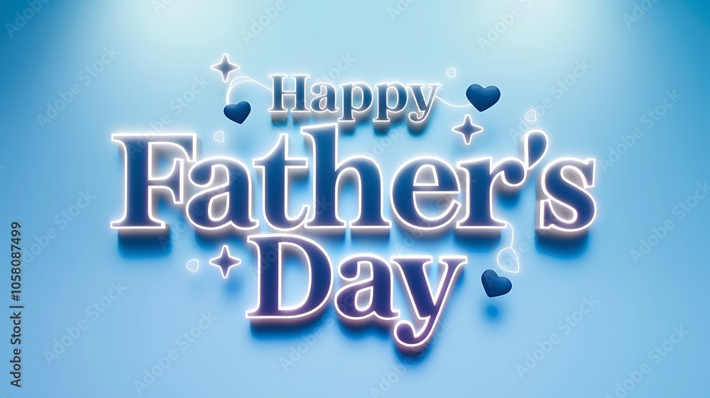 Happy Father's Day Neon Sign with Hearts and Stars Happy Father's Day Neon Sign with Hearts and Stars