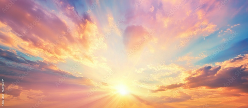Breathtaking sunset sky with radiant, colorful clouds symbolizing hope and positivity, casting warm hues and a serene atmosphere across the horizon with vibrant light beams and cinematic color grading Breathtaking sunset sky with radiant, colorful clouds symbolizing hope and positivity, casting warm hues and a serene atmosphere across the horizon with vibrant light beams and cinematic color grading