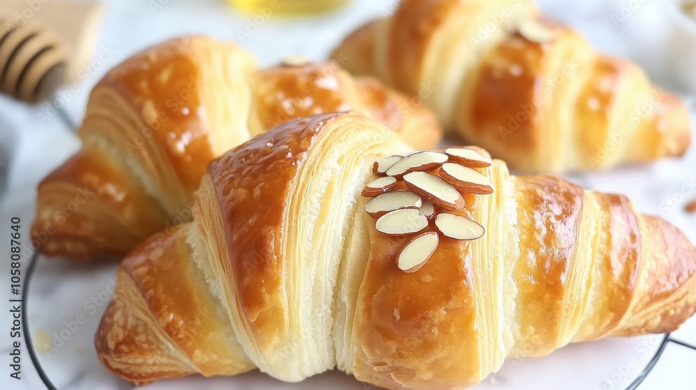 Delicious Almond Croissants Freshly Baked Delicious Almond Croissants Freshly Baked