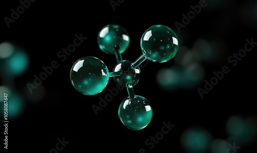 hydrogen molecule, electric green and teal colors