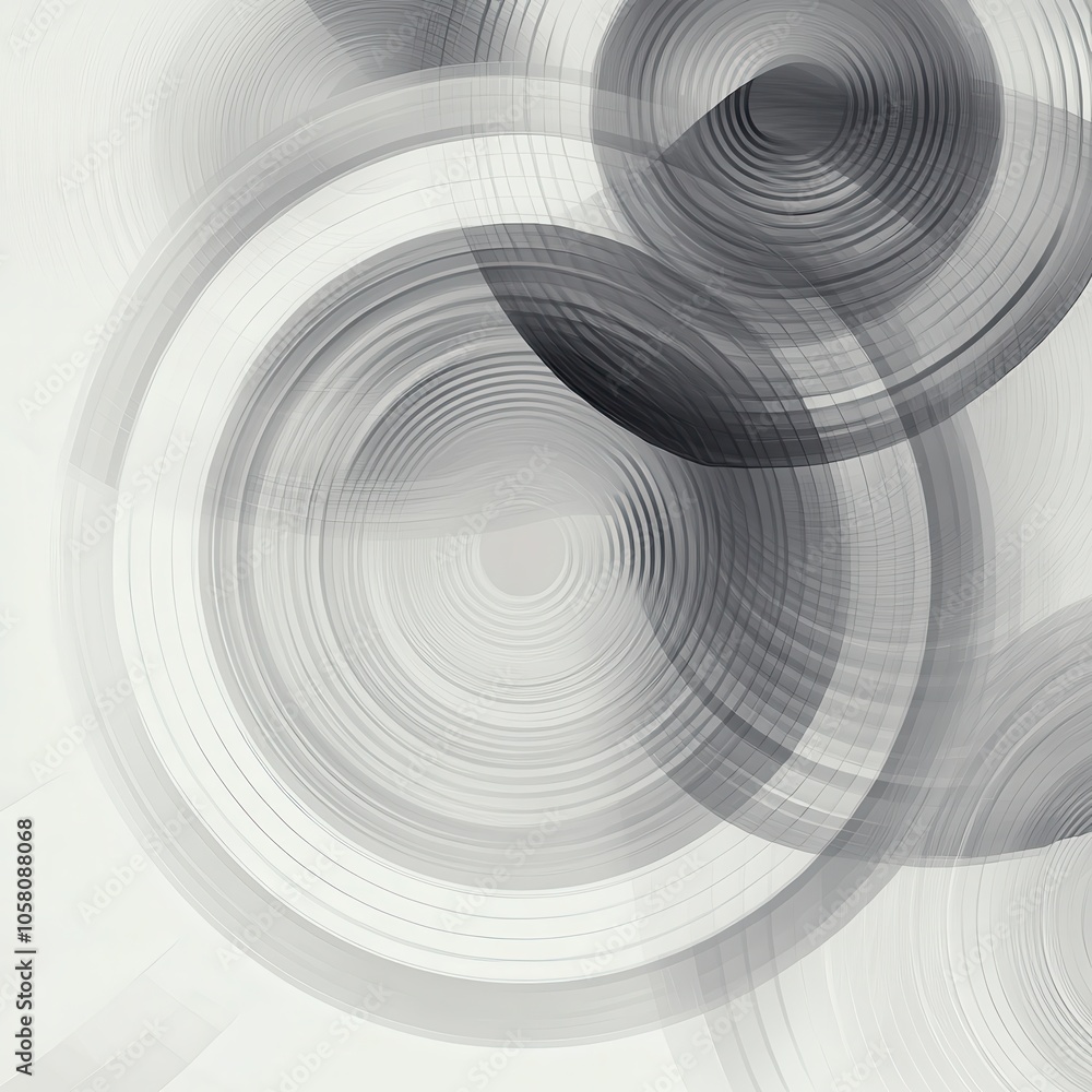 Obraz premium Abstract Circular Pattern in Shades of Gray for Design Projects - Minimalist Background