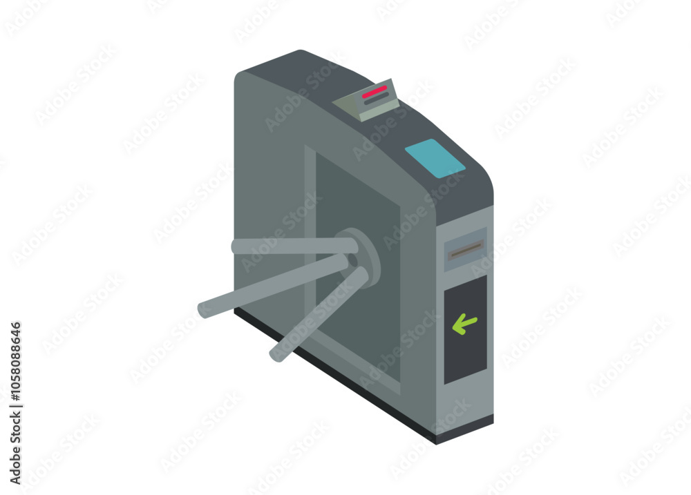 Turnstile in isometric view. Simple flat illustration Turnstile in isometric view. Simple flat illustration