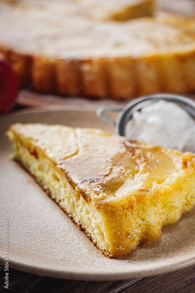 Traditional Apple Pie Charlotte: Delicious and Homemade on a Rustic Wooden Table Traditional Apple Pie Charlotte: Delicious and Homemade on a Rustic Wooden Table
