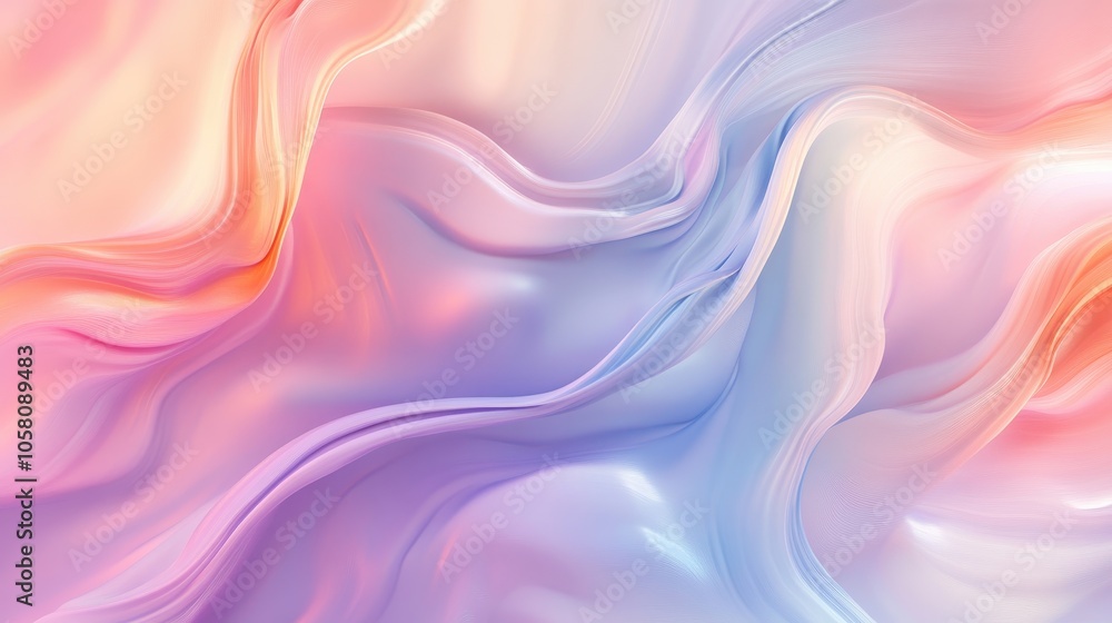 Fototapeta premium Abstract Pink, Blue and White Wavy Background - Soft Gradient Design.