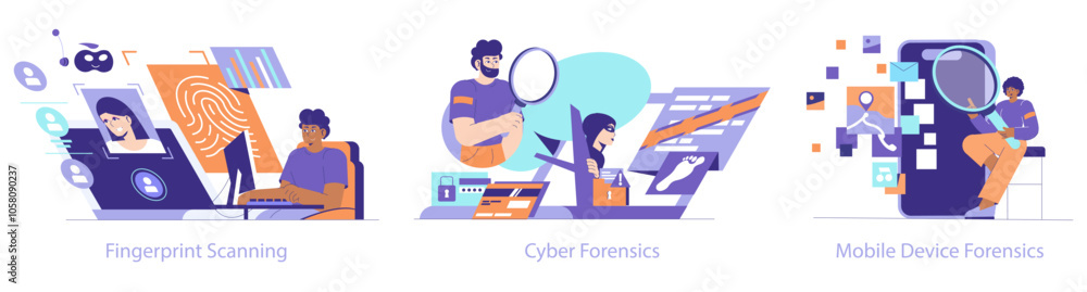 Forensics Technologys. Flat Vector Illustration Forensics Technologys. Flat Vector Illustration