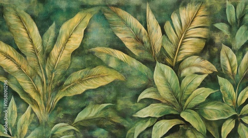 Lush Green Tropical Leaves for Decorative Background