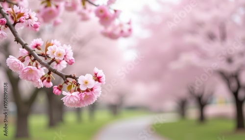  Spring blossoms along a serene path