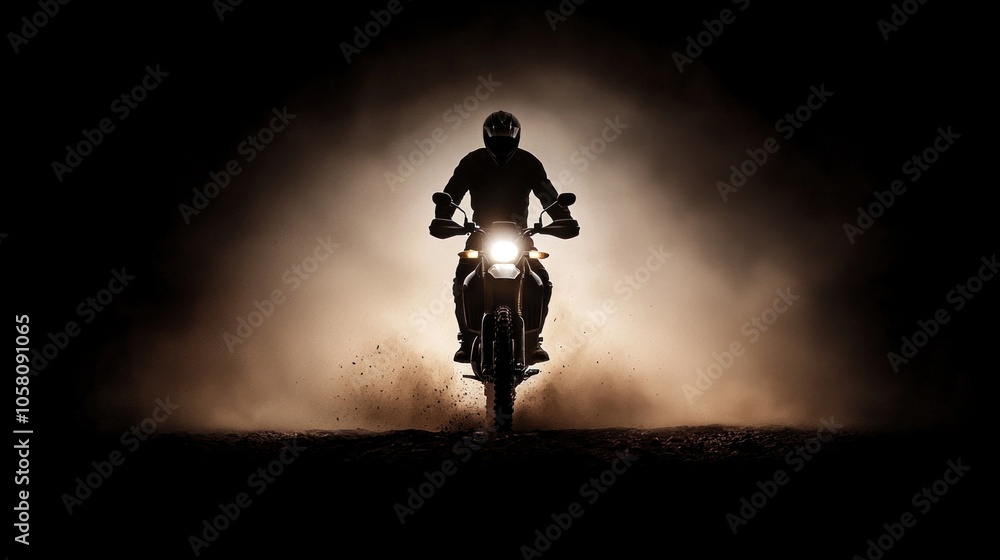 Experience the thrill of adventure a professional motorcycle in motion against a dark background atmosphere Experience the thrill of adventure a professional motorcycle in motion against a dark background atmosphere