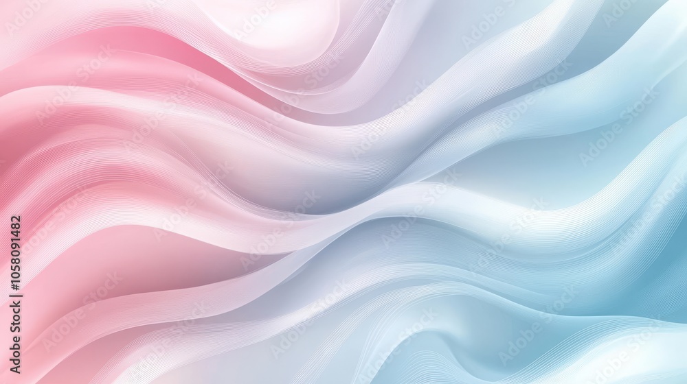 Abstract Pastel Pink and Blue Swirling Wave Pattern Background.