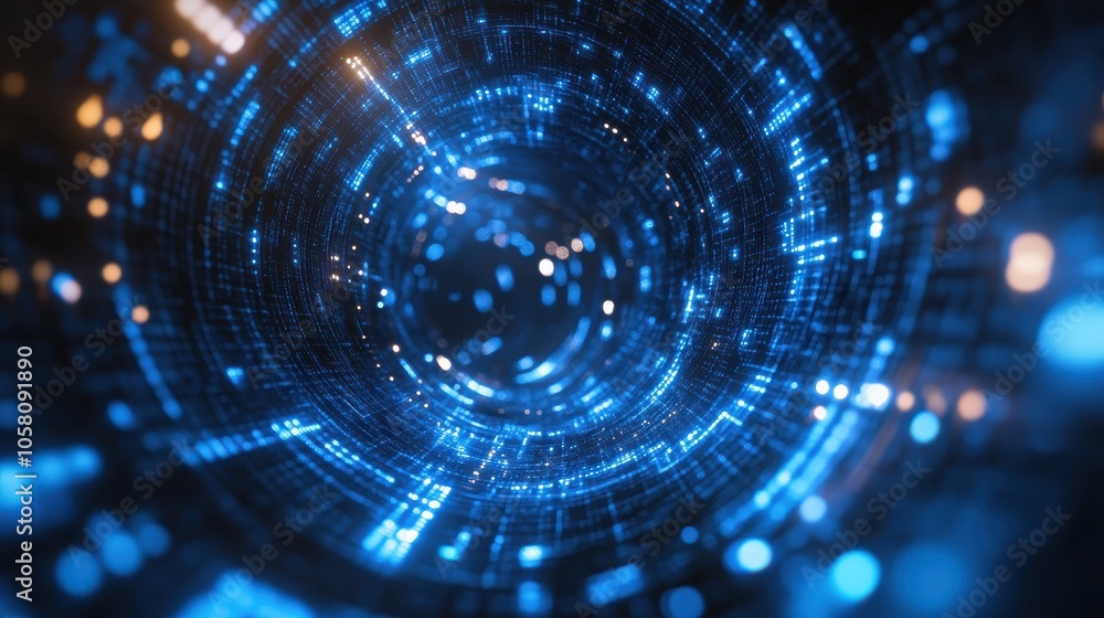 Abstract Blue and Orange Tunnel of Light - Digital, Futuristic, Technology Background Abstract Blue and Orange Tunnel of Light - Digital, Futuristic, Technology Background