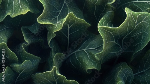 Lush Green Ivy Leaves in Natural Light