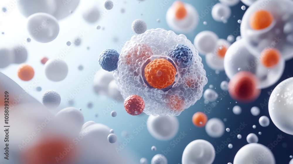 Intricate 3D Render of Stylized Cellular Structures in Blue and Orange Tones Intricate 3D Render of Stylized Cellular Structures in Blue and Orange Tones