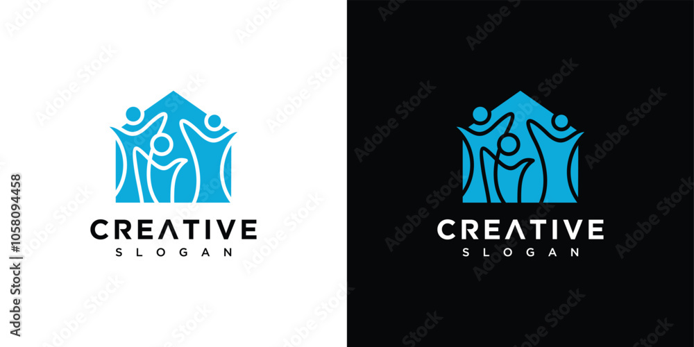 people logo inspiration. family and house logo design. people logo icon inside the house people logo inspiration. family and house logo design. people logo icon inside the house