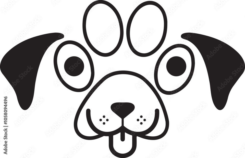 Dog paw print clip art design on plain white transparent isolated background for card, shirt, hoodie, sweatshirt, apparel, card, tag, mug, icon, poster or badge