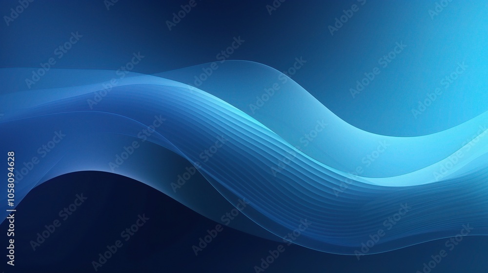 Fototapeta premium Smooth Blue Waves in Abstract 3D Design