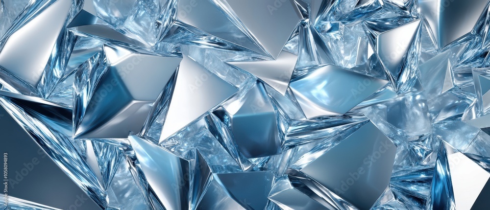 Abstract Blue Crystal Background - 3D Render of Shiny, Icy, Geometric Shapes for Design. Abstract Blue Crystal Background - 3D Render of Shiny, Icy, Geometric Shapes for Design.