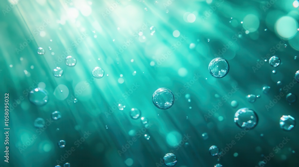 Abstract Teal Water Bubbles with Light Rays Background - Bokeh Effect Abstract Teal Water Bubbles with Light Rays Background - Bokeh Effect