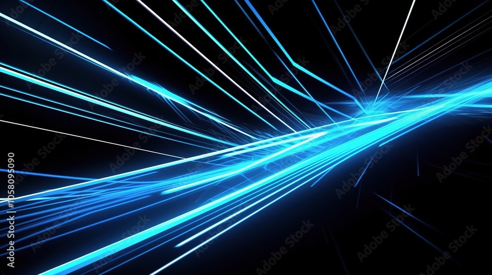 Vibrant Blue 3D Light Rays on Black Background Vibrant Blue 3D Light Rays on Black Background