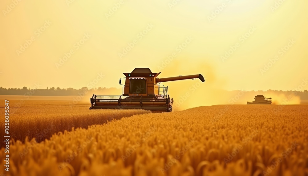 Fototapeta premium Harvesting the golden fields of the countryside