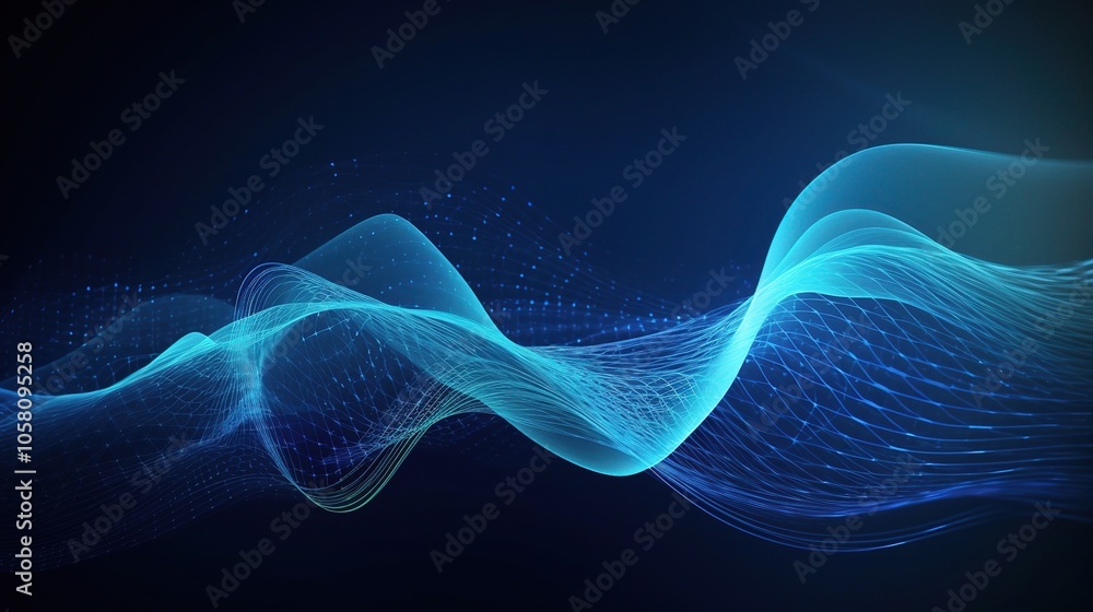 Abstract 3D Wave Patterns in Blue Light Abstract 3D Wave Patterns in Blue Light
