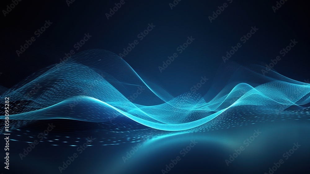 Vibrant Blue 3D Waves on Dark Background Vibrant Blue 3D Waves on Dark Background