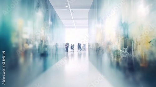 Wallpaper Mural Modern 3D Gallery Interior with People in Background Torontodigital.ca