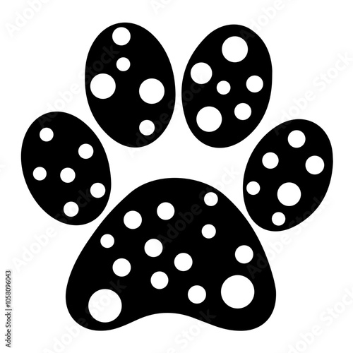 Dog paw print clip art design on plain white transparent isolated background for card, shirt, hoodie, sweatshirt, apparel, card, tag, mug, icon, poster or badge