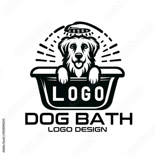 Dog Bath Vector Logo Design