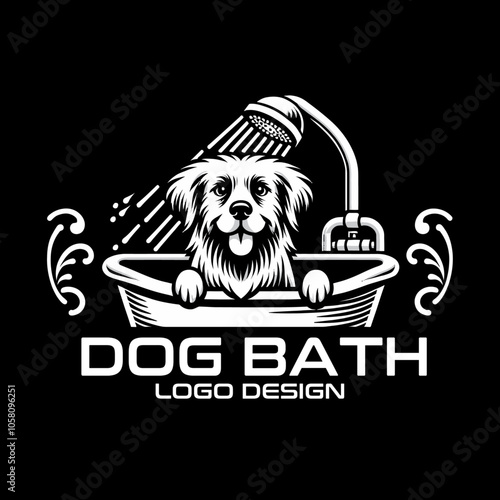 Dog Bath Vector Logo Design