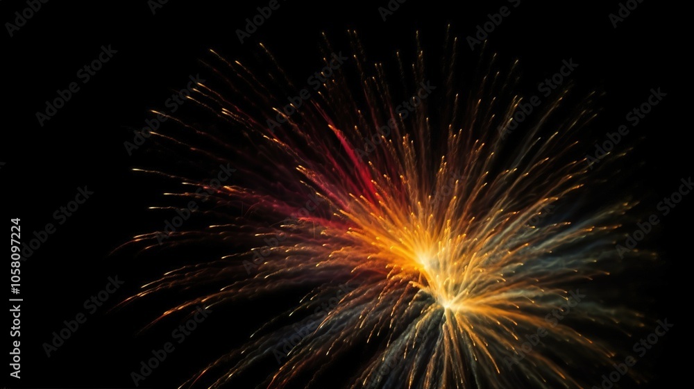 Fototapeta premium Colorful 3D Fireworks Display Against Dark Background