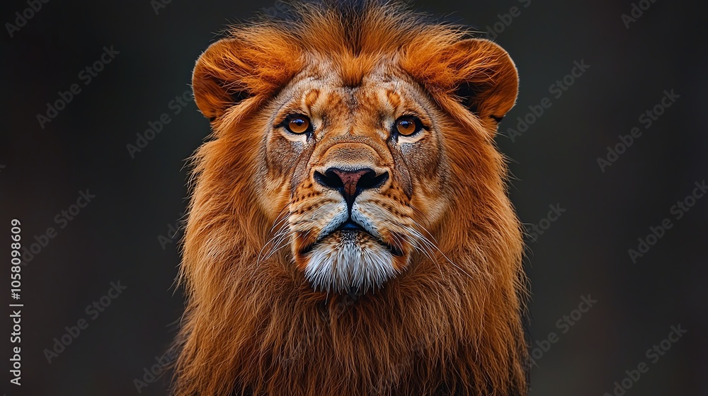Fototapeta premium Lion portrait on dark background