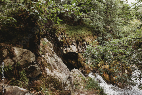 waterfall in the mountains, Lake District UK