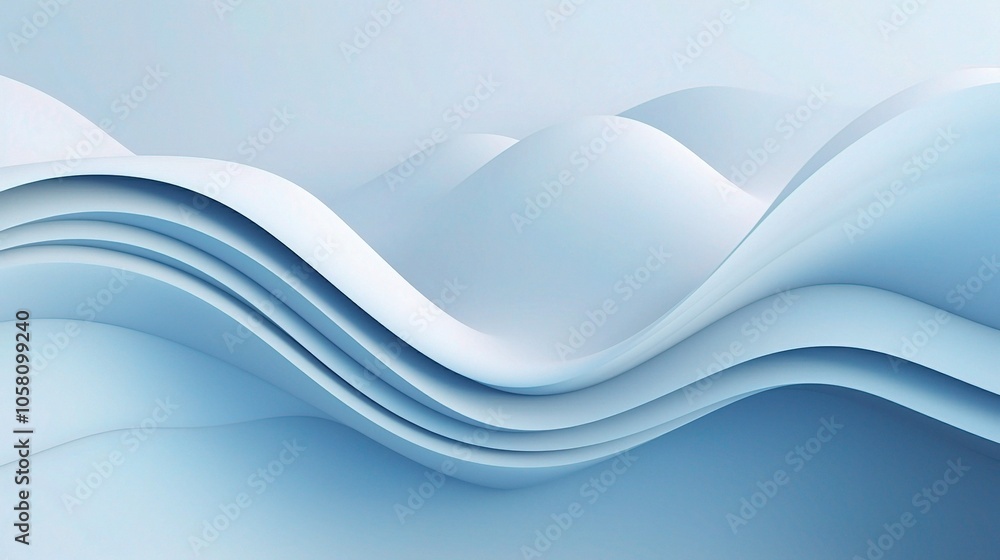 Obraz premium Abstract 3D Waves in Soft Blue Tones