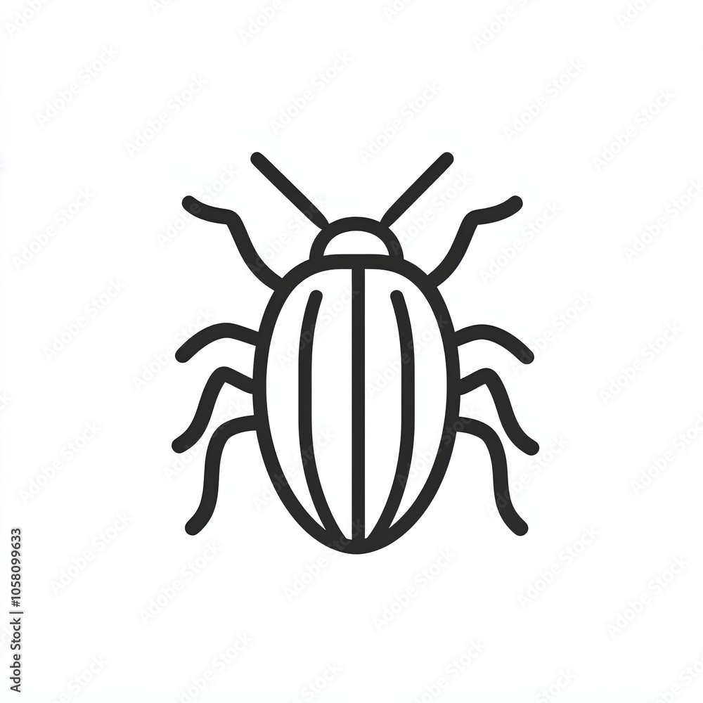 A minimalistic line art depicts a beetle, symbolizing organic pest control methods, emphasizing eco-friendly solutions for pest management, icon A minimalistic line art depicts a beetle, symbolizing organic pest control methods, emphasizing eco-friendly solutions for pest management, icon